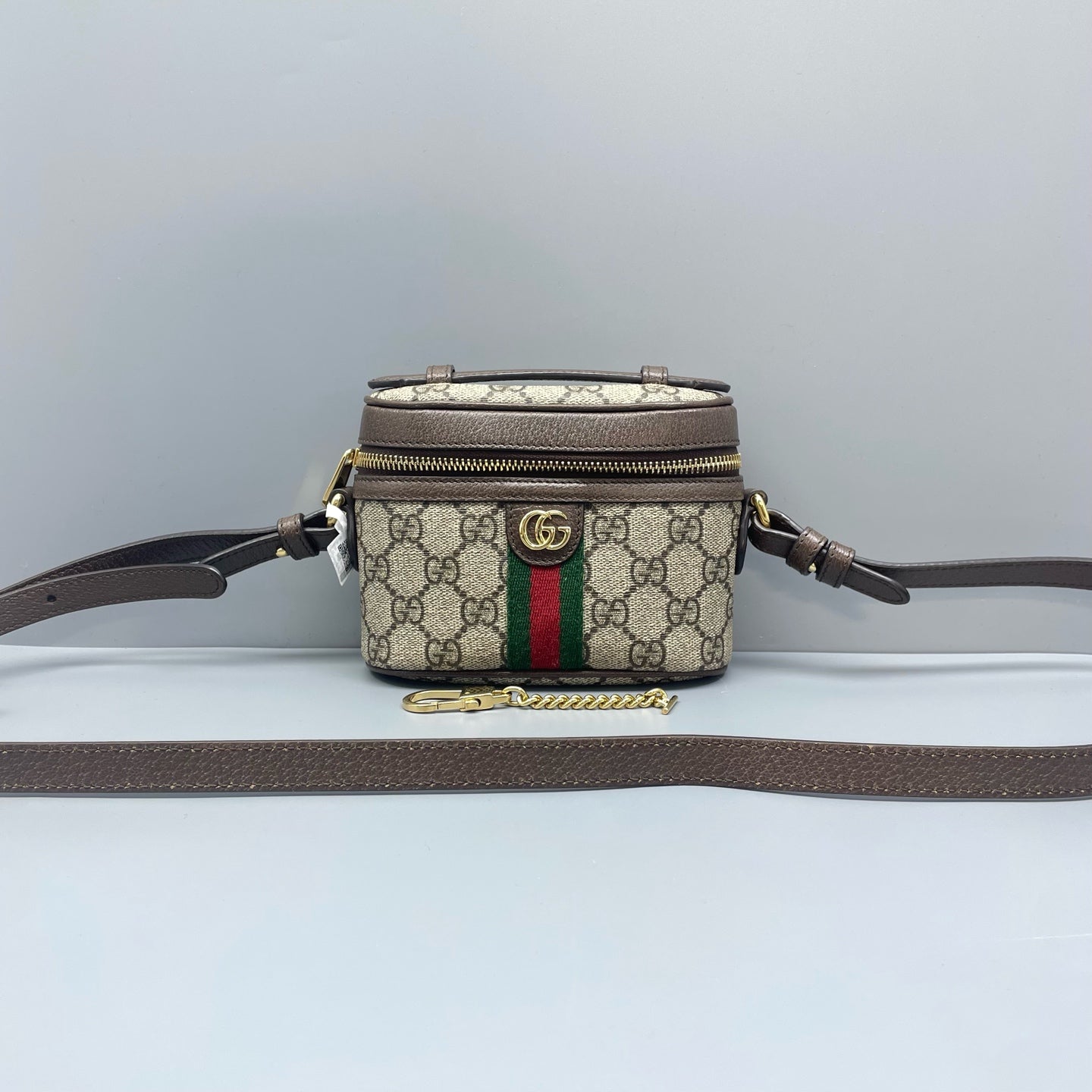 Gucci - Ophidia Mini Vanity Case - GG Supreme canvas with leather trim - Beige and brown with red and green web stripe - (mini)