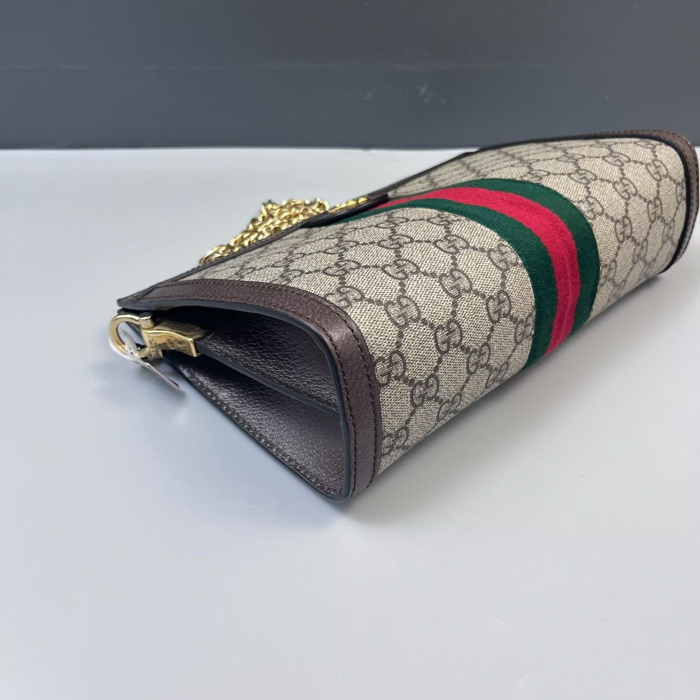 Gucci - Ophidia Monogram Chain Bag - GG Supreme canvas and leather - Beige and Brown with Gold-Tone Hardware - (small)