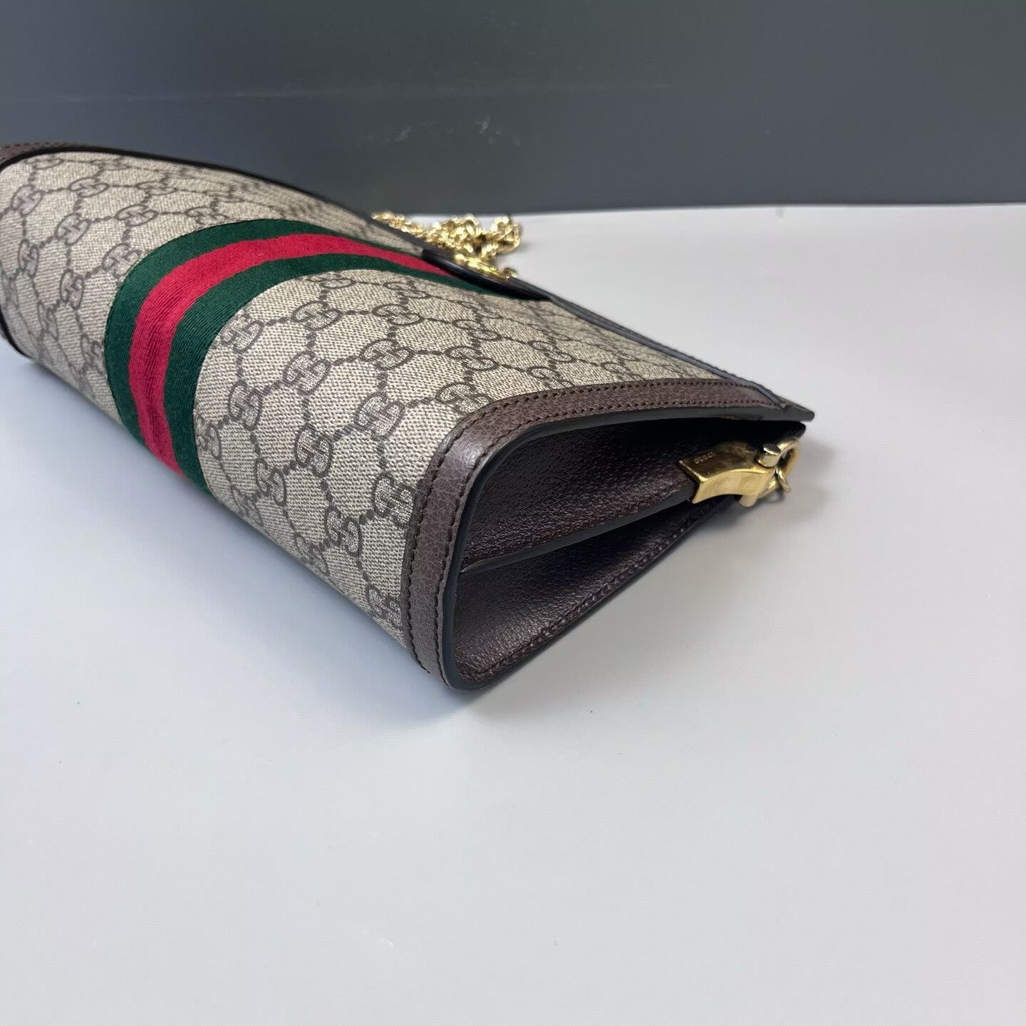 Gucci - Ophidia Monogram Chain Bag - GG Supreme canvas and leather - Beige and Brown with Gold-Tone Hardware - (small)