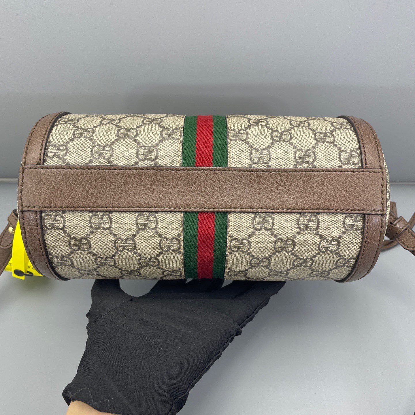 Gucci - Ophidia Papillon Small - GG Supreme coated canvas with leather trim - Ebony (Beige and Brown) with Red and Green Web - (small)