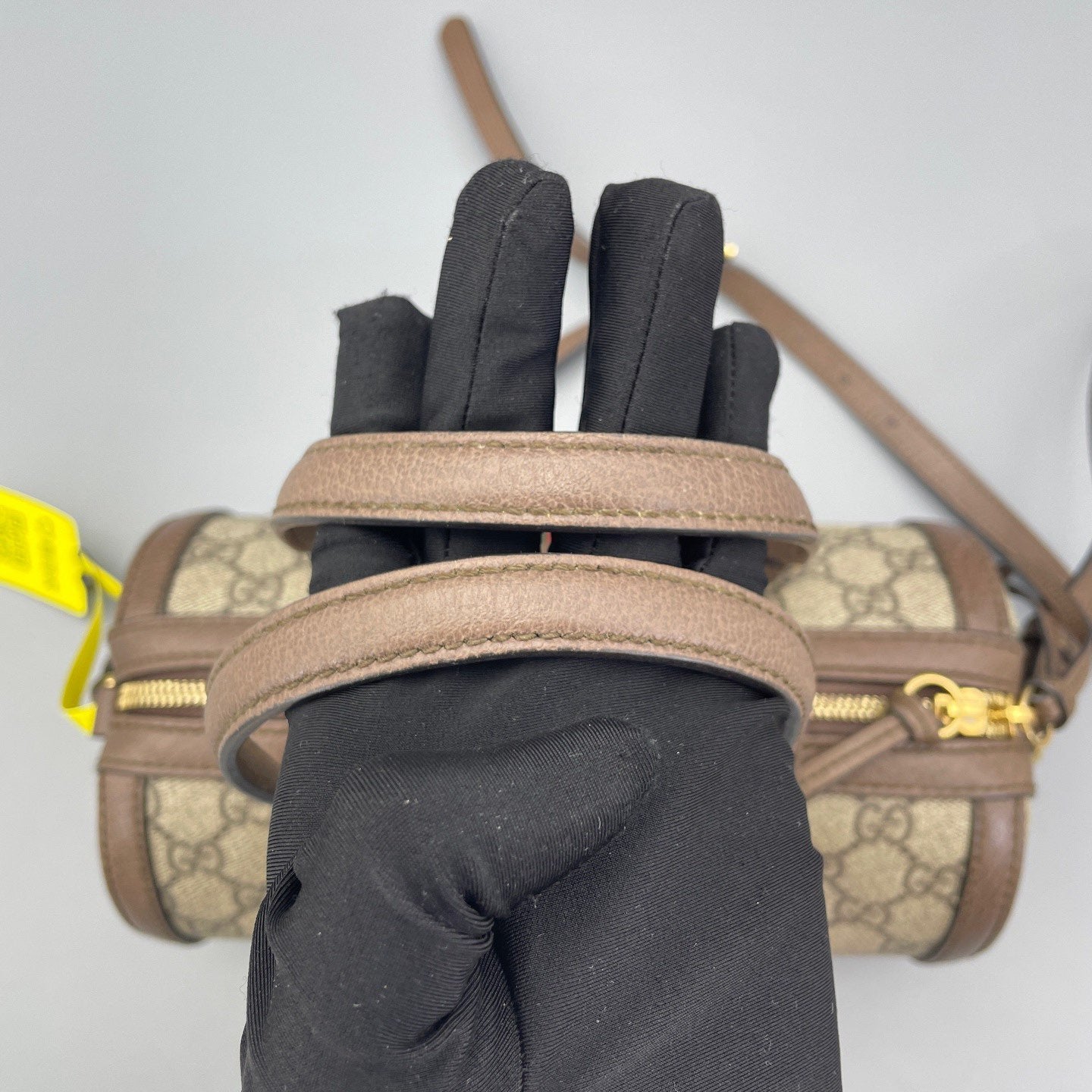 Gucci - Ophidia Papillon Small - GG Supreme coated canvas with leather trim - Ebony (Beige and Brown) with Red and Green Web - (small)
