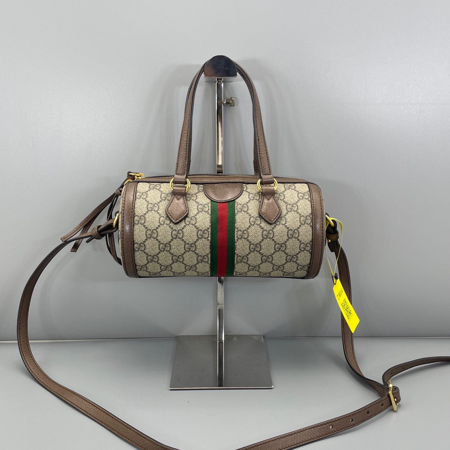 Gucci - Ophidia Papillon Small - GG Supreme coated canvas with leather trim - Ebony (Beige and Brown) with Red and Green Web - (small)