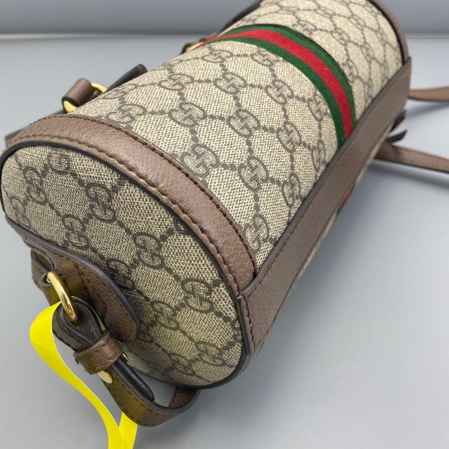Gucci - Ophidia Papillon Small - GG Supreme coated canvas with leather trim - Ebony (Beige and Brown) with Red and Green Web - (small)