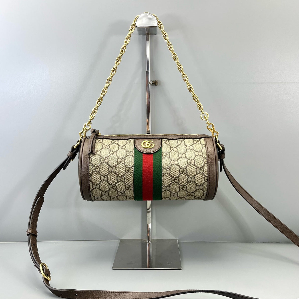 Gucci - Ophidia Round Barrel Bag - Synthetic - Brown - (mini)