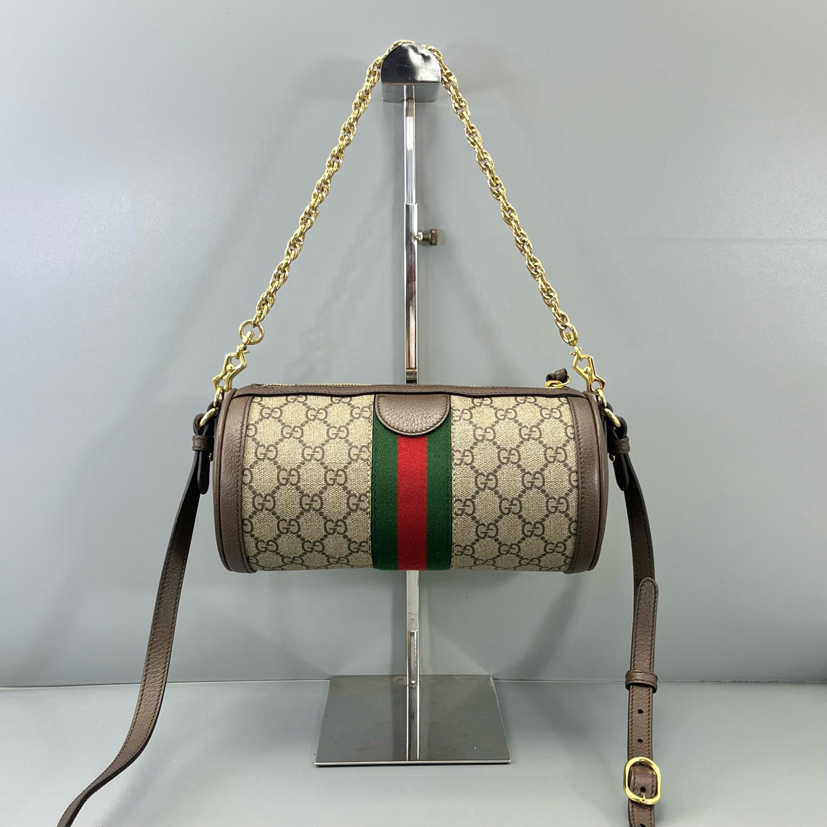 Gucci - Ophidia Round Barrel Bag - Synthetic - Brown - (mini)