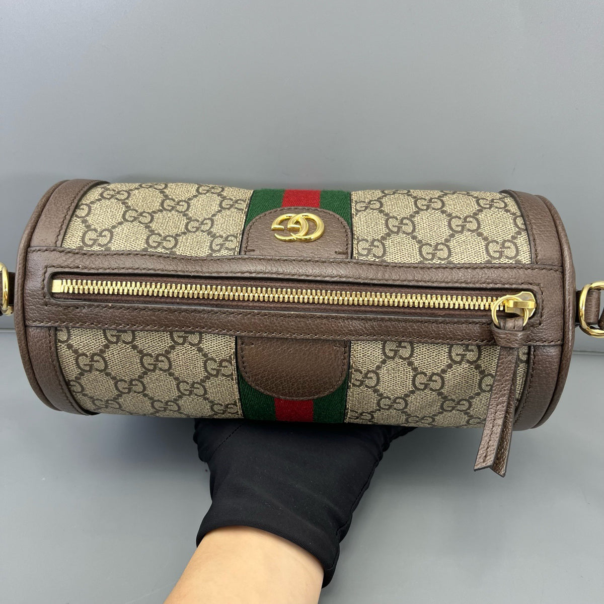 Gucci - Ophidia Round Barrel Bag - Synthetic - Brown - (mini)