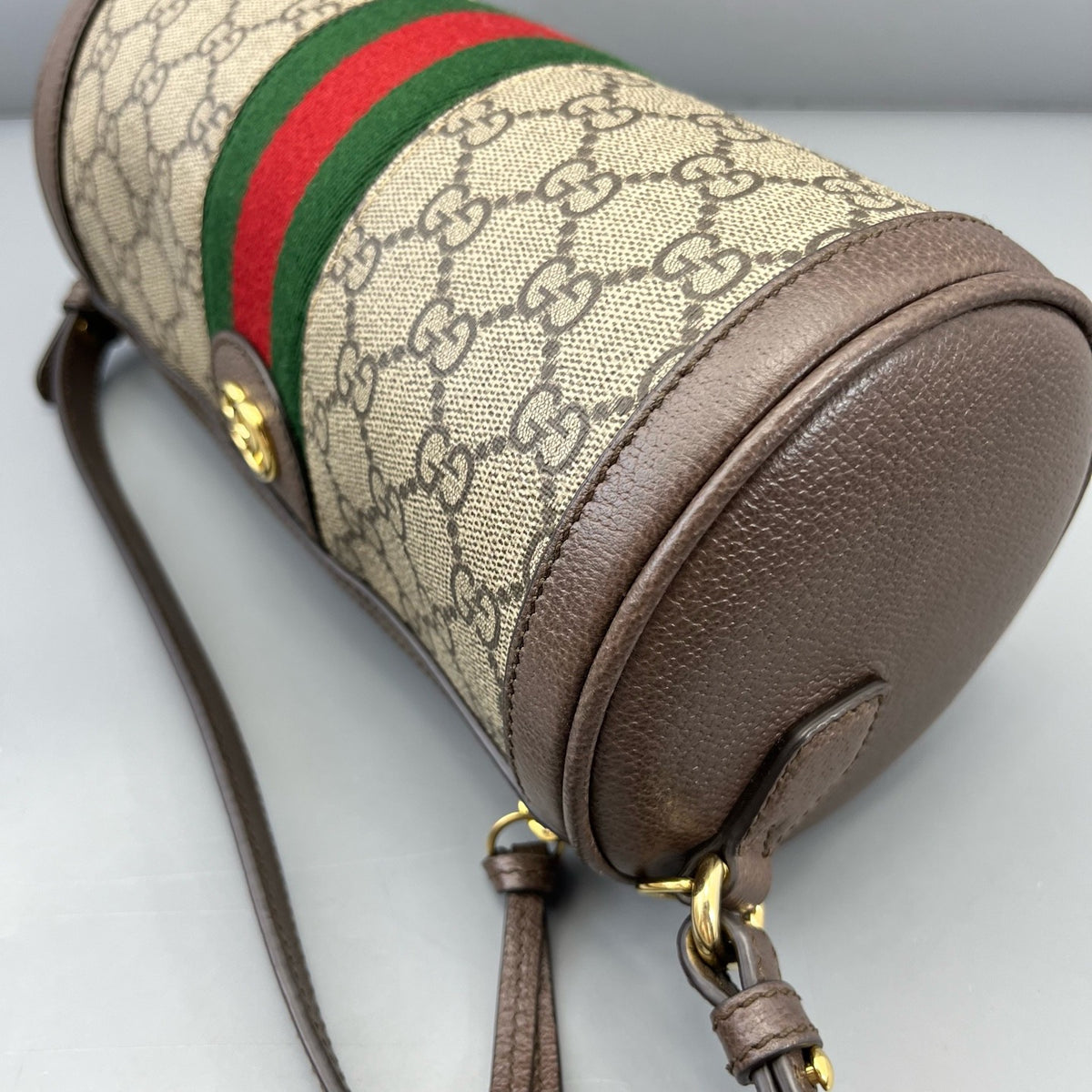 Gucci - Ophidia Round Barrel Bag - Synthetic - Brown - (mini)
