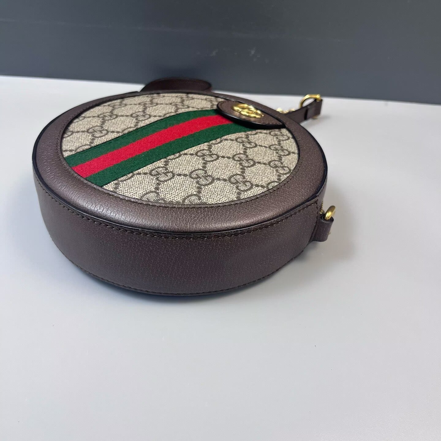 Gucci - Ophidia Round Chain Bag - GG Supreme coated canvas with leather trim - Brown - (mini)