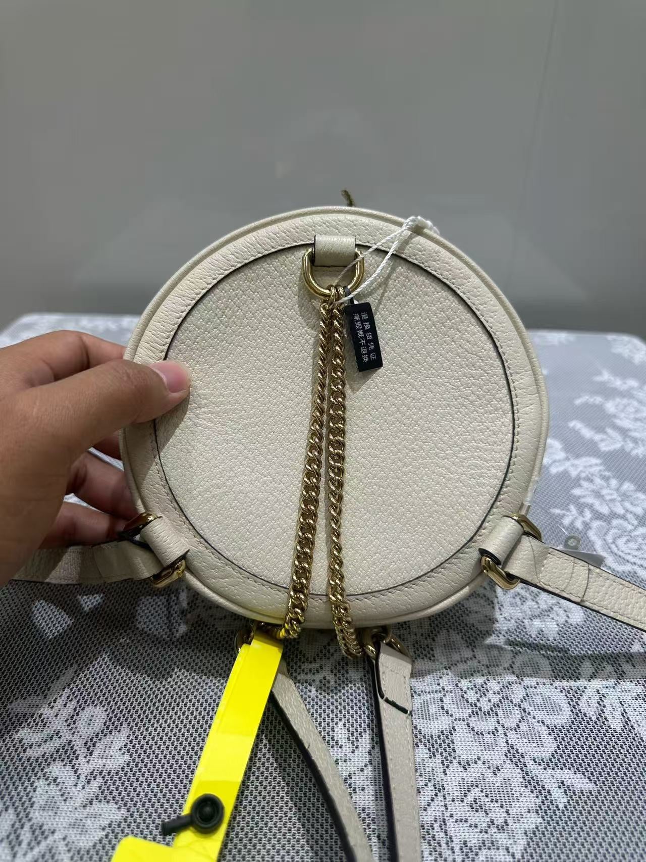 Gucci - Ophidia Round Mini Backpack - Pebbled leather - White - (mini)