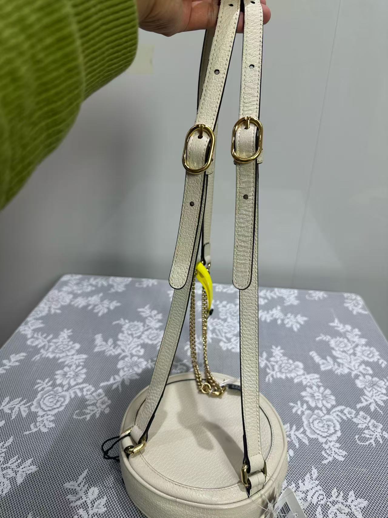 Gucci - Ophidia Round Mini Backpack - Pebbled leather - White - (mini)