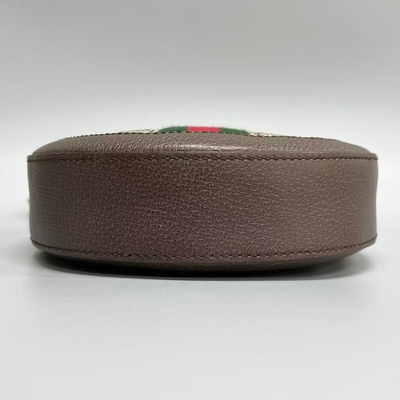 Gucci - Ophidia Round Mini Bag - GG Supreme canvas with leather trim - Beige and Brown with Green and Red Web stripe - (mini)