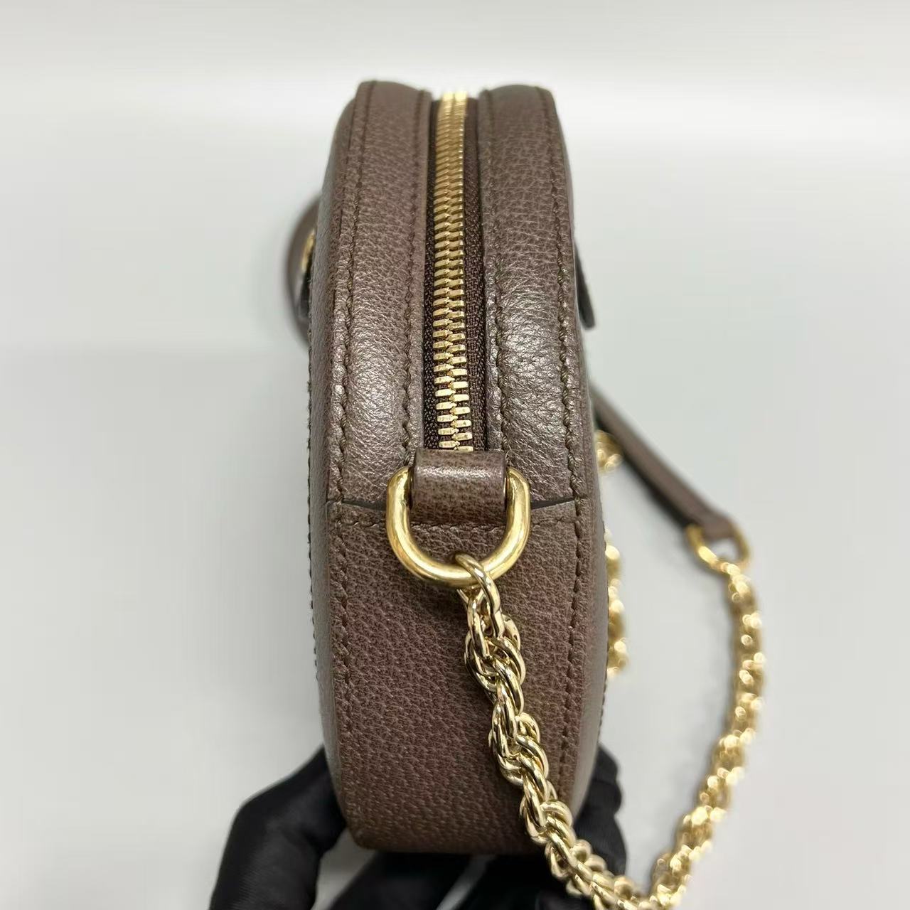Gucci - Ophidia Round Mini Bag - GG Supreme canvas with leather trim - Beige and Brown with Green and Red Web stripe - (mini)
