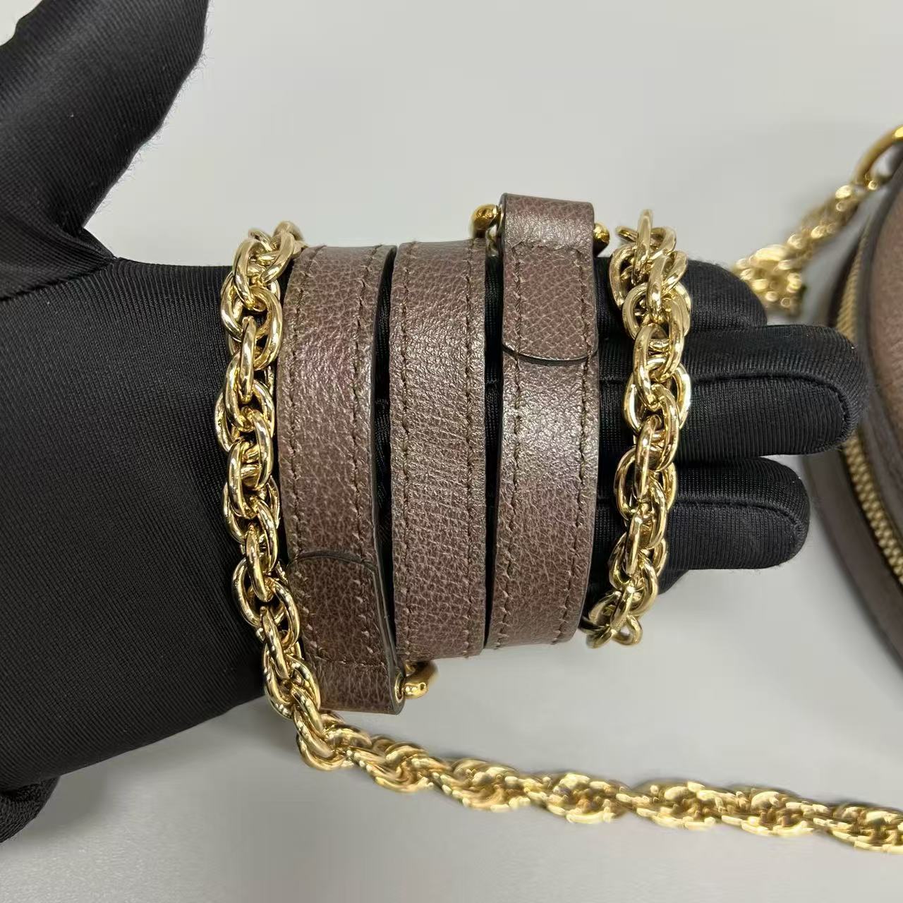 Gucci - Ophidia Round Mini Bag - GG Supreme canvas with leather trim - Beige and Brown with Green and Red Web stripe - (mini)