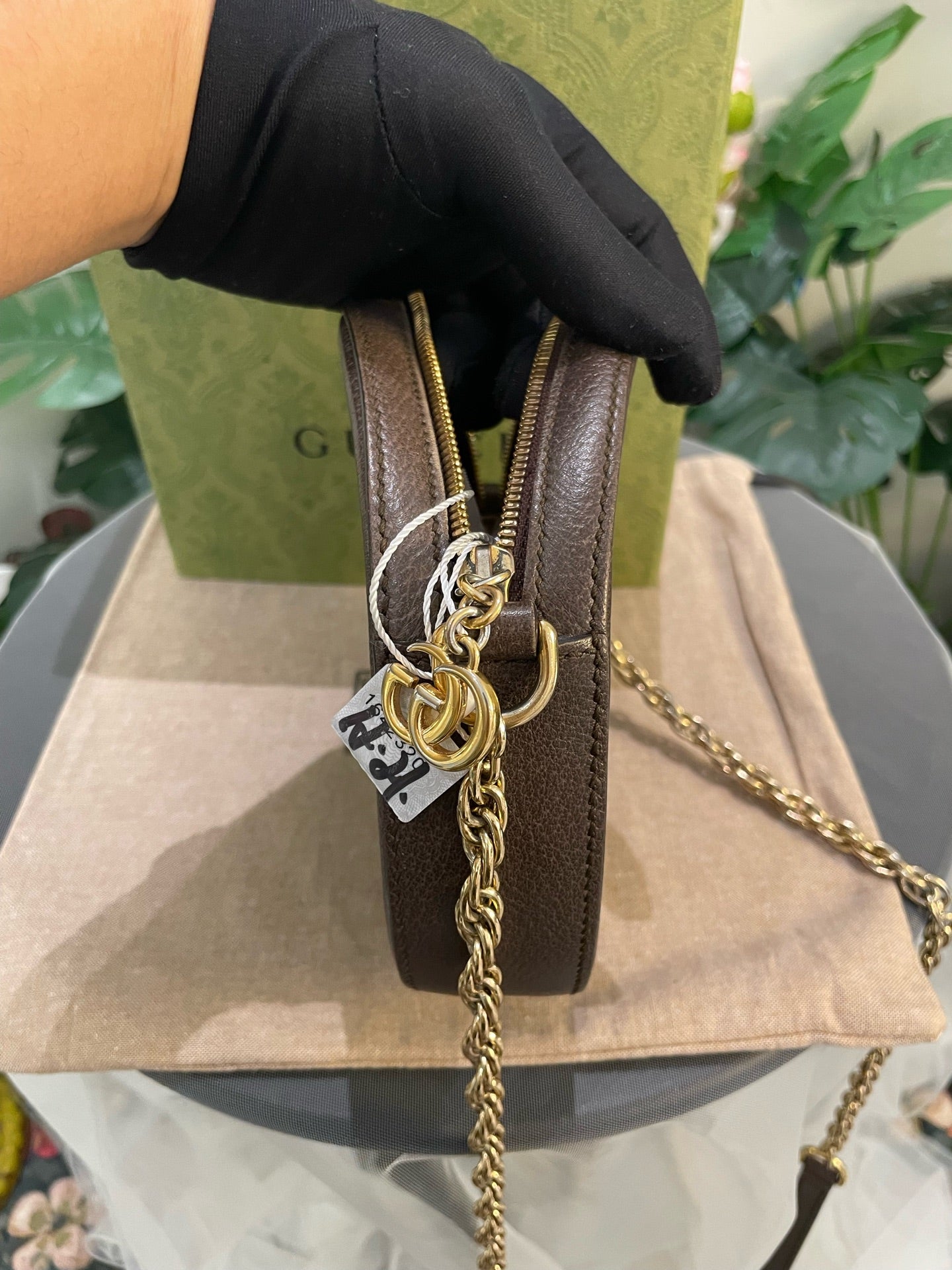 Gucci - Ophidia Round Mini Shoulder Bag - GG Supreme canvas with leather trim - Beige and Brown - (Mini)