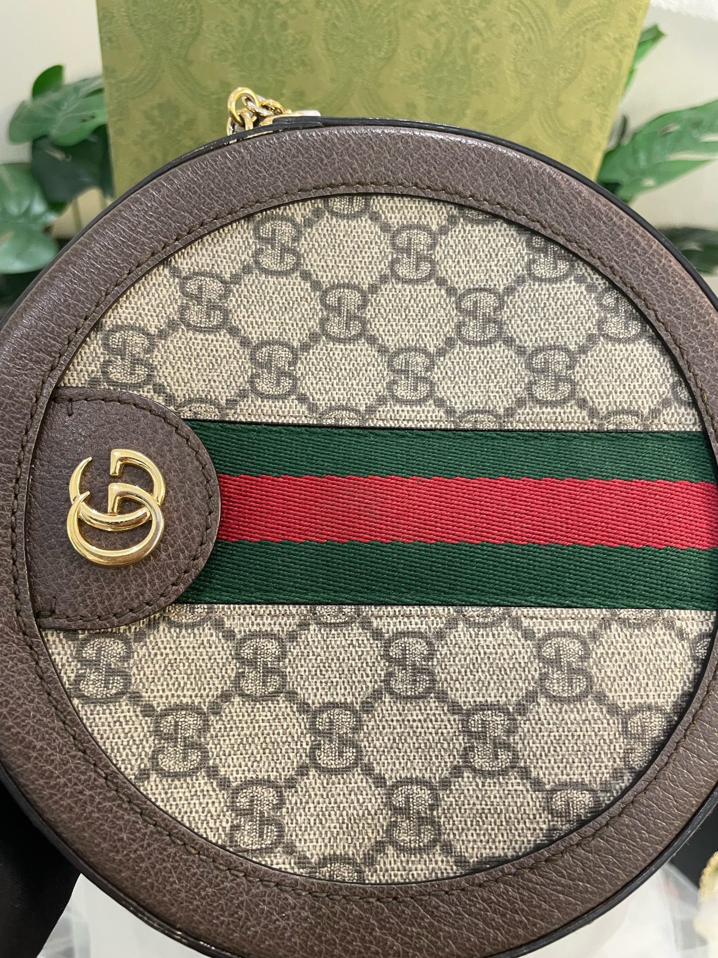 Gucci - Ophidia Round Mini Shoulder Bag - GG Supreme canvas with leather trim - Beige and Brown - (Mini)