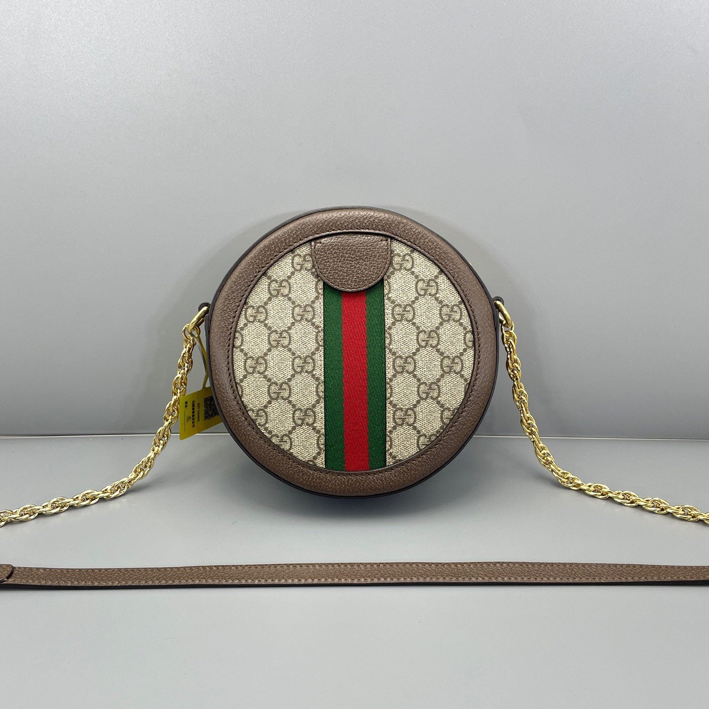 Gucci - Ophidia Round Mini Shoulder Bag - GG Supreme canvas with leather trim - Beige, Brown, Red, Green - (mini)