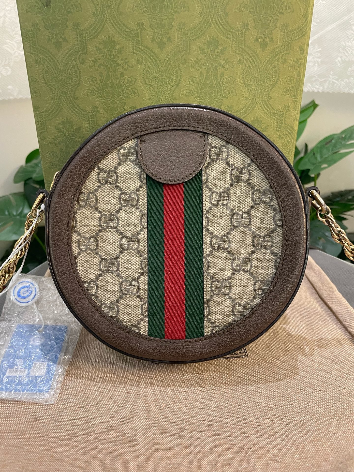 Gucci - Ophidia Round Mini Shoulder Bag - GG Supreme canvas with leather trim - Beige and Brown - (Mini)
