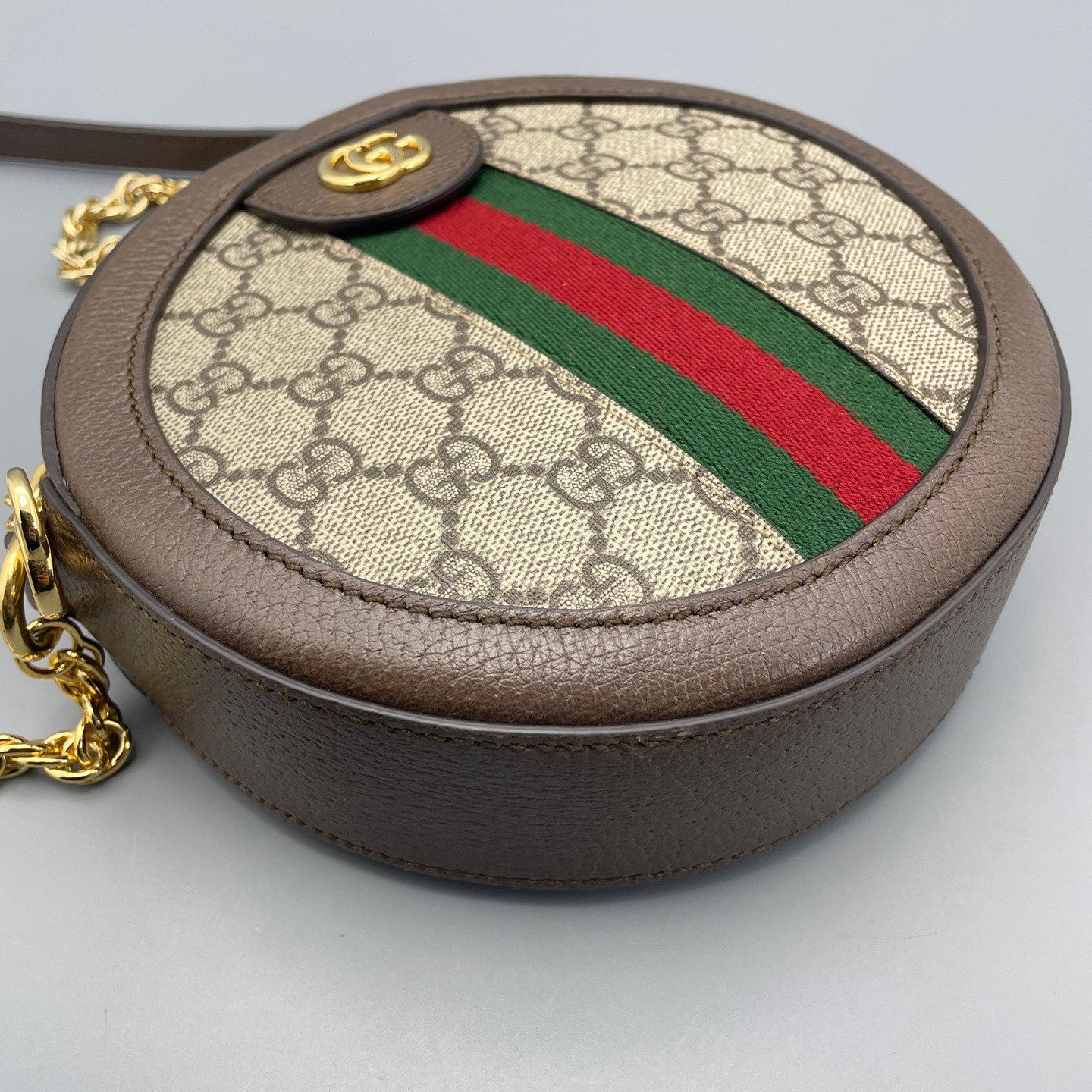 Gucci - Ophidia Round Mini Shoulder Bag - GG Supreme canvas with leather trim - Beige, Brown, Red, Green - (mini)