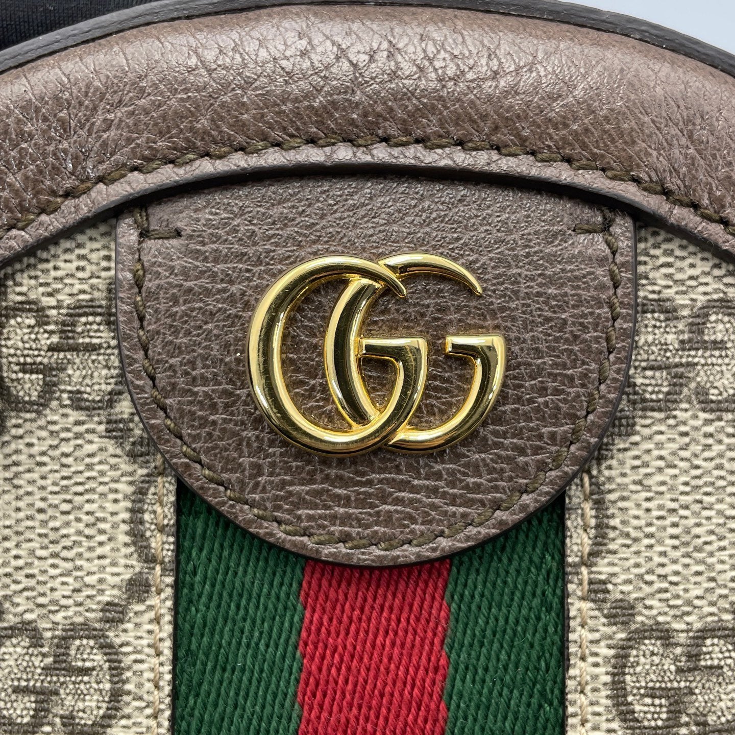 Gucci - Ophidia Round Mini Shoulder Bag - GG Supreme canvas with leather trim - Beige, Brown, Red, Green - (mini)