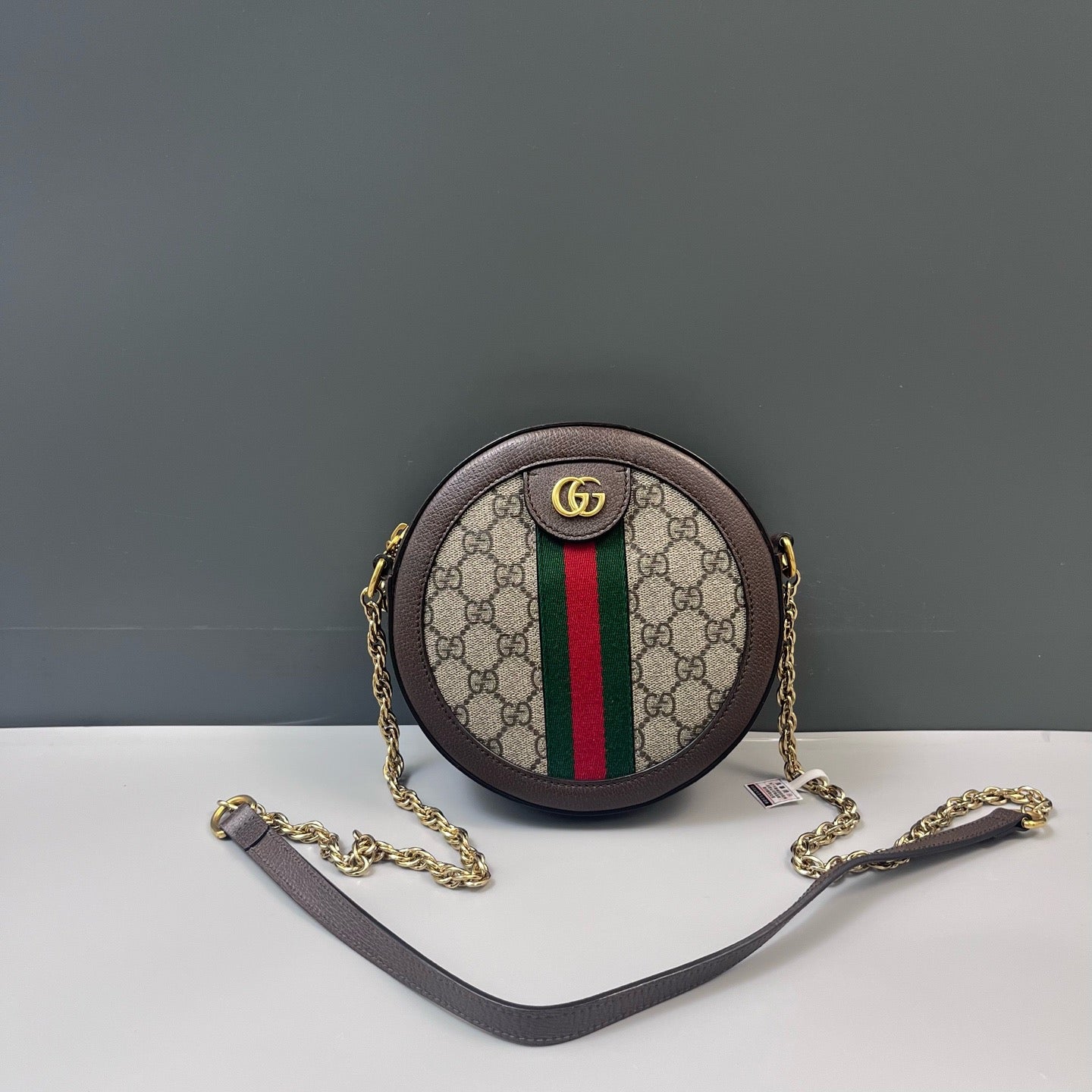 Gucci - Ophidia Round Shoulder Bag - GG Supreme coated canvas with leather trim - Brown - (mini)