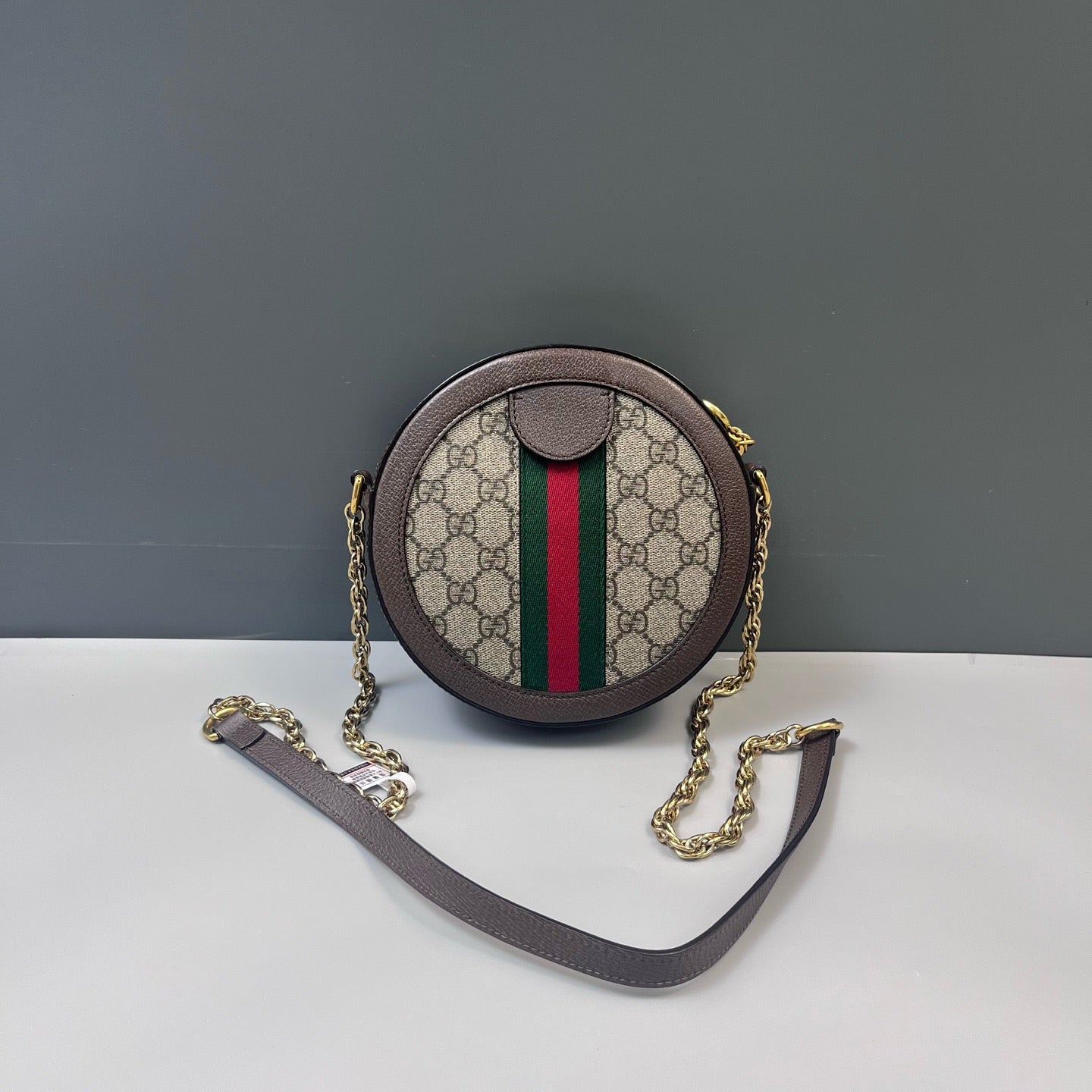 Gucci - Ophidia Round Shoulder Bag - GG Supreme coated canvas with leather trim - Brown - (mini)