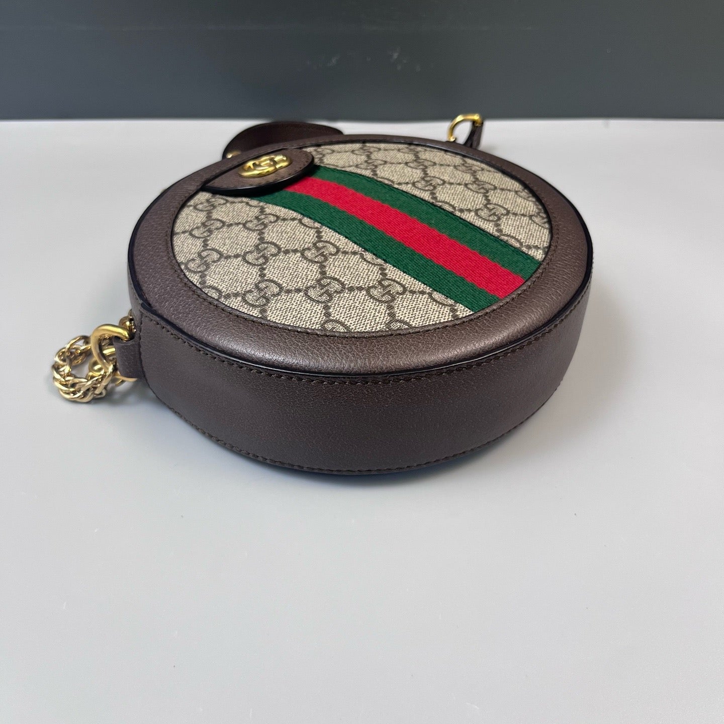 Gucci - Ophidia Round Shoulder Bag - GG Supreme coated canvas with leather trim - Brown - (mini)