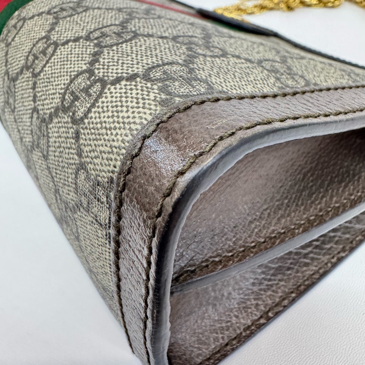 Gucci - Ophidia Small Chain Bag - GG Supreme canvas with leather trim - Beige and Ebony with Brown trim and Green/Red Web - (small)