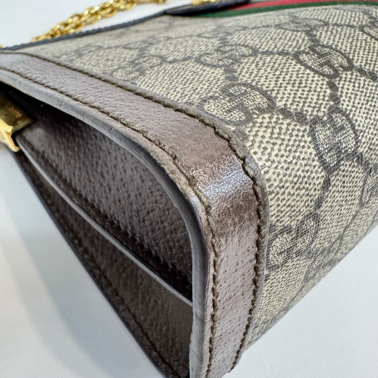 Gucci - Ophidia Small Chain Bag - GG Supreme canvas with leather trim - Beige and Ebony with Brown trim and Green/Red Web - (small)