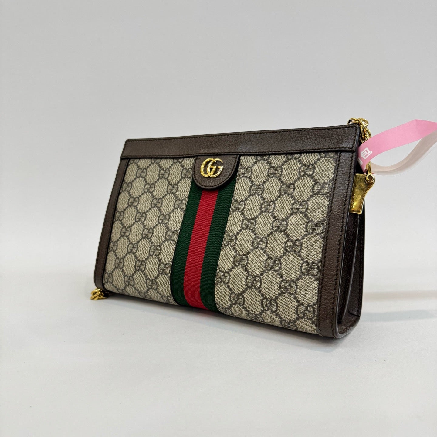 Gucci - Ophidia Small Chain Bag - GG Supreme canvas with leather trim - Beige and Ebony with Brown trim and Green/Red Web - (small)