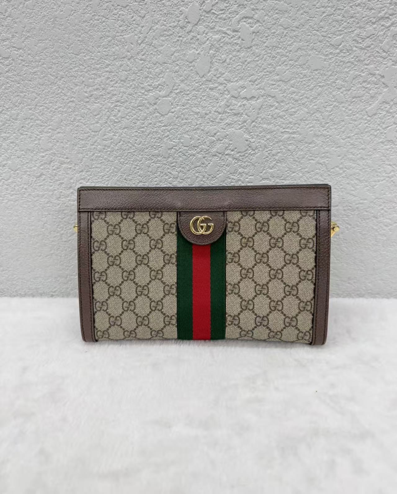 Gucci - Ophidia Small Shoulder Bag - GG Supreme canvas with leather trim - Beige and Brown - (small)