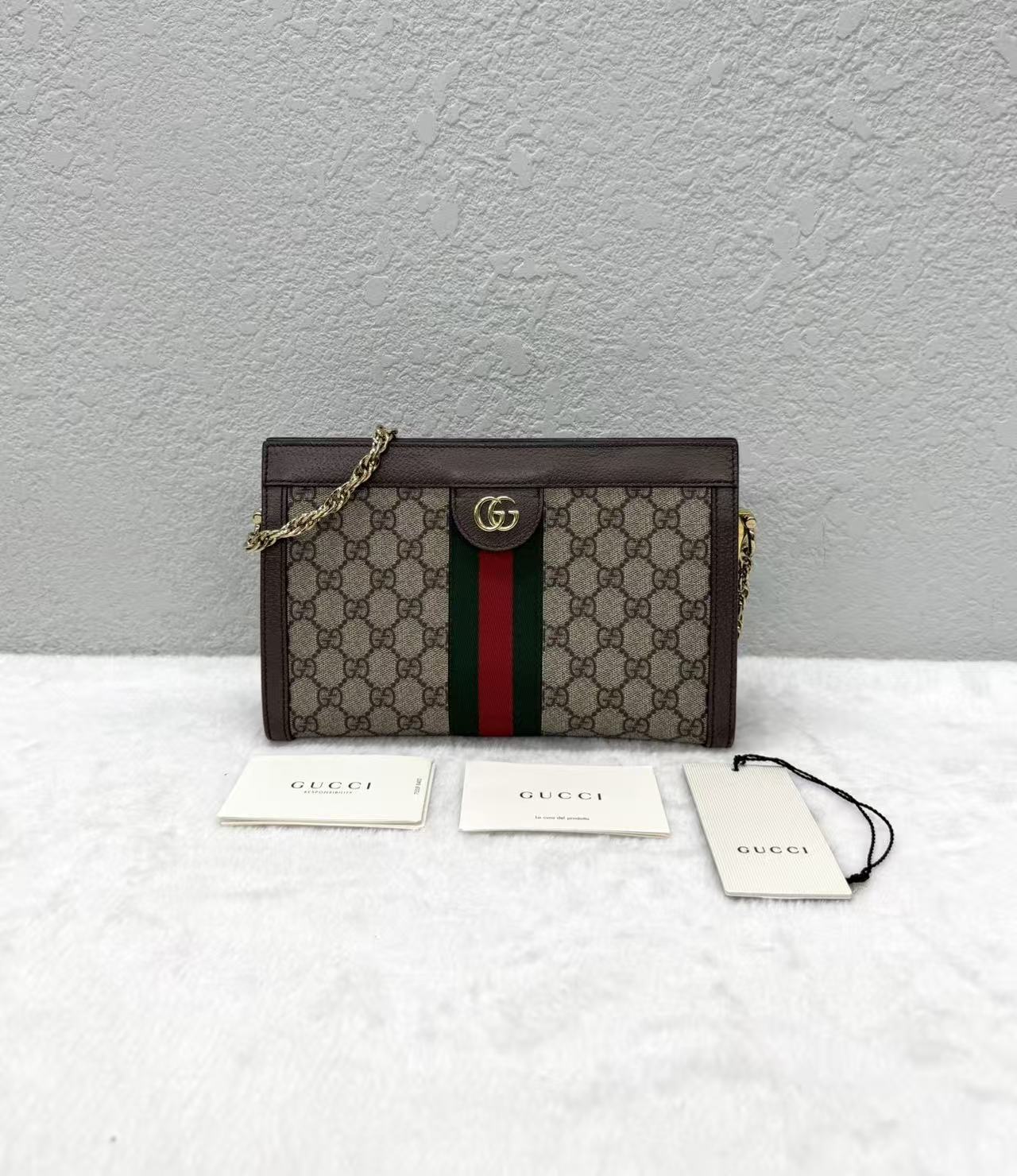 Gucci - Ophidia Small Shoulder Bag - GG Supreme canvas with leather trim - Beige and Brown - (small)