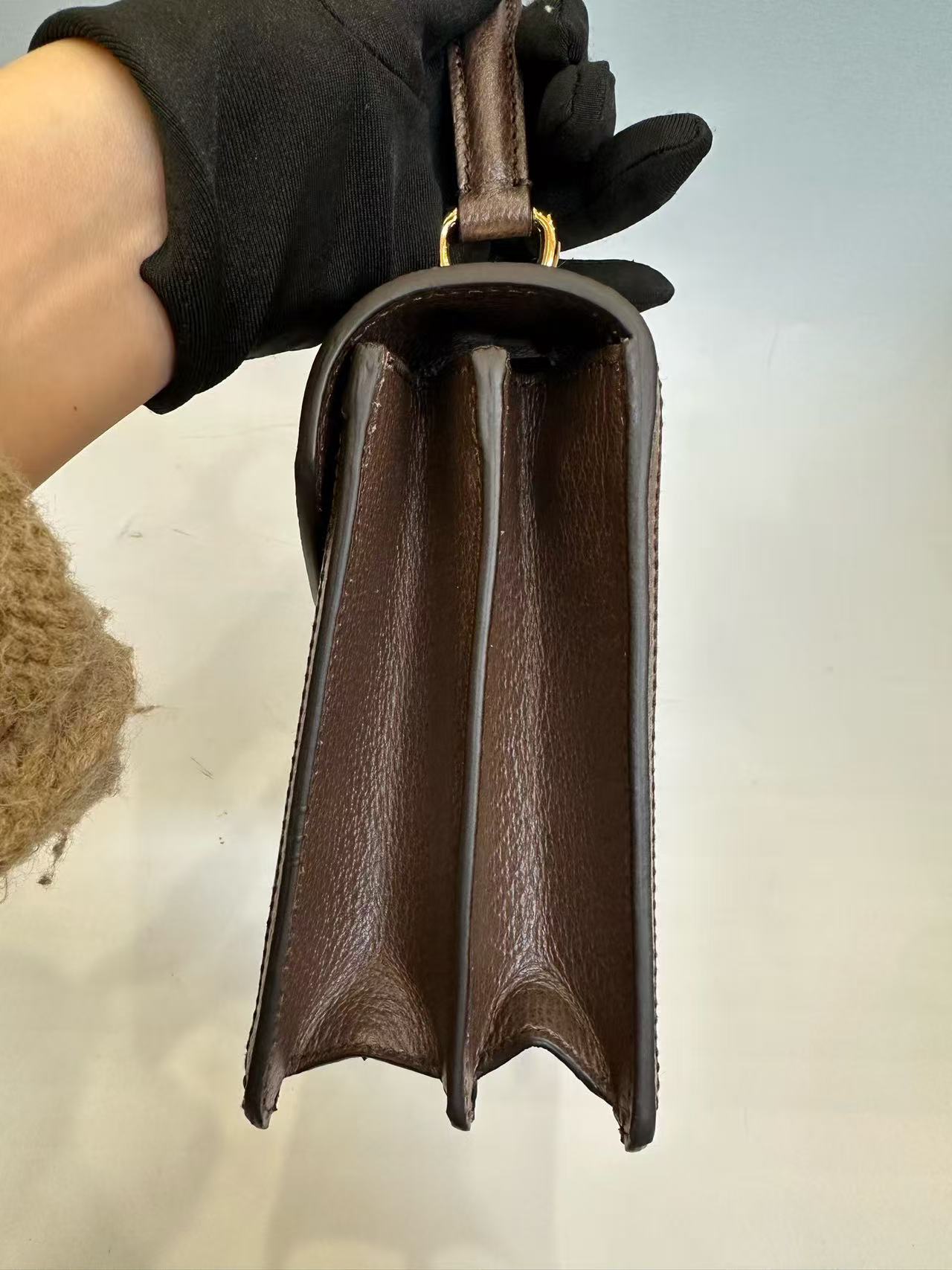 Gucci - Ophidia Small Top Handle Bag - GG Supreme canvas with leather trim - Beige and Brown with Red and Green Web - (Small)