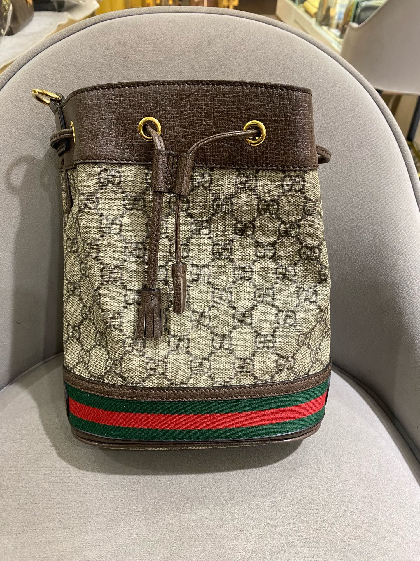 Gucci - Ophidia - Supreme canvas with leather trim - Brown - (small)