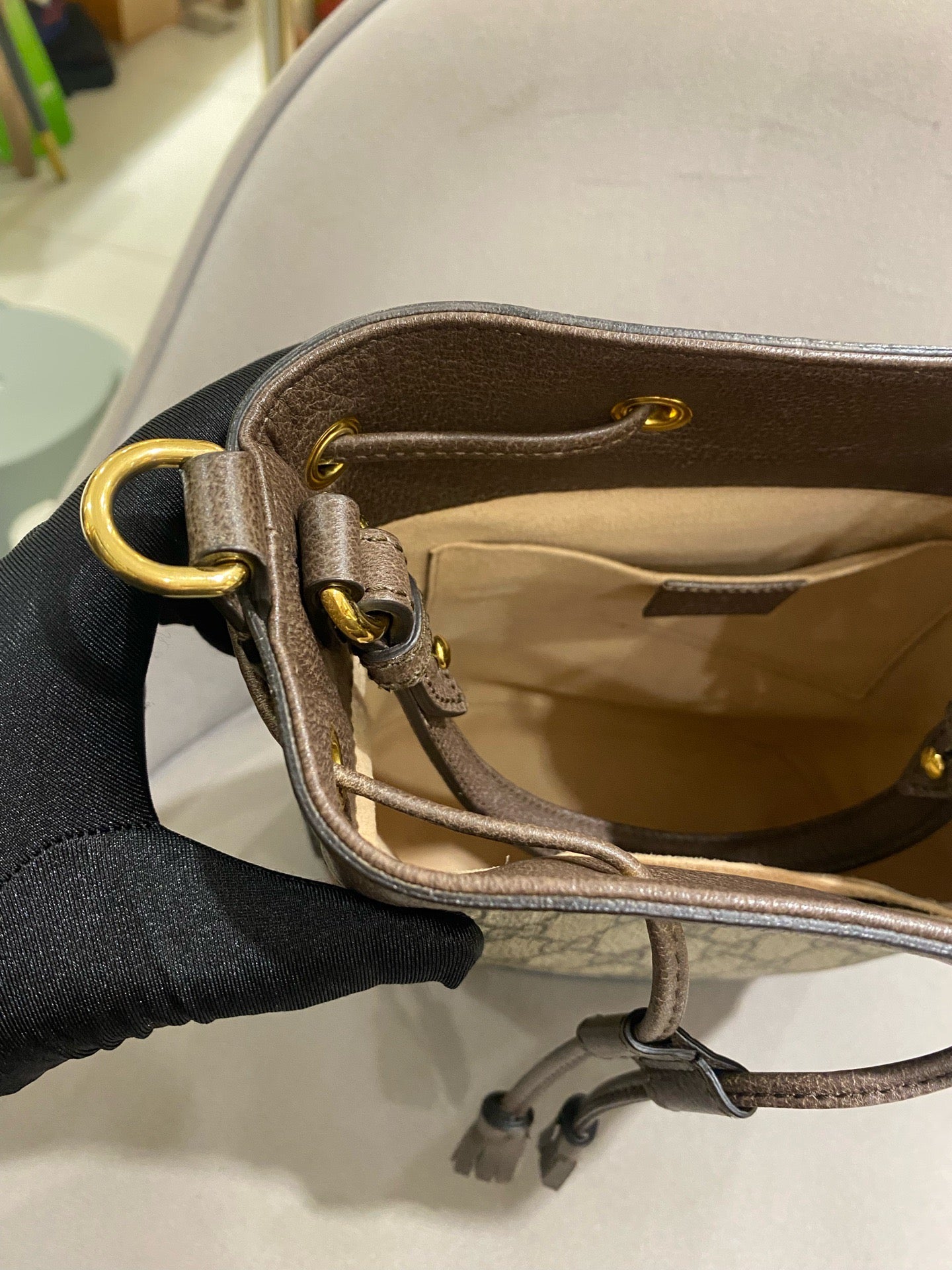 Gucci - Ophidia - Supreme canvas with leather trim - Brown - (small)