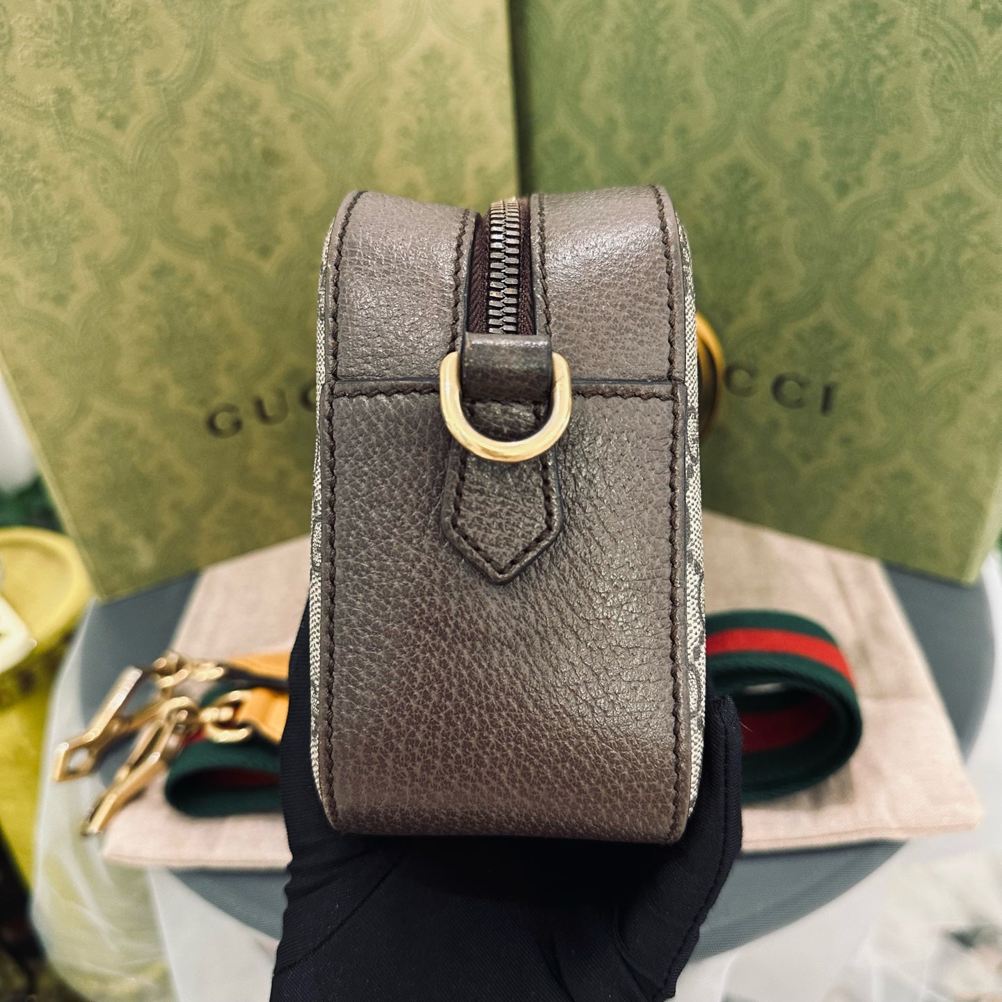 Gucci - Ophidia Tiger Head Camera Bag - GG Supreme canvas with leather trim - Beige - (small)