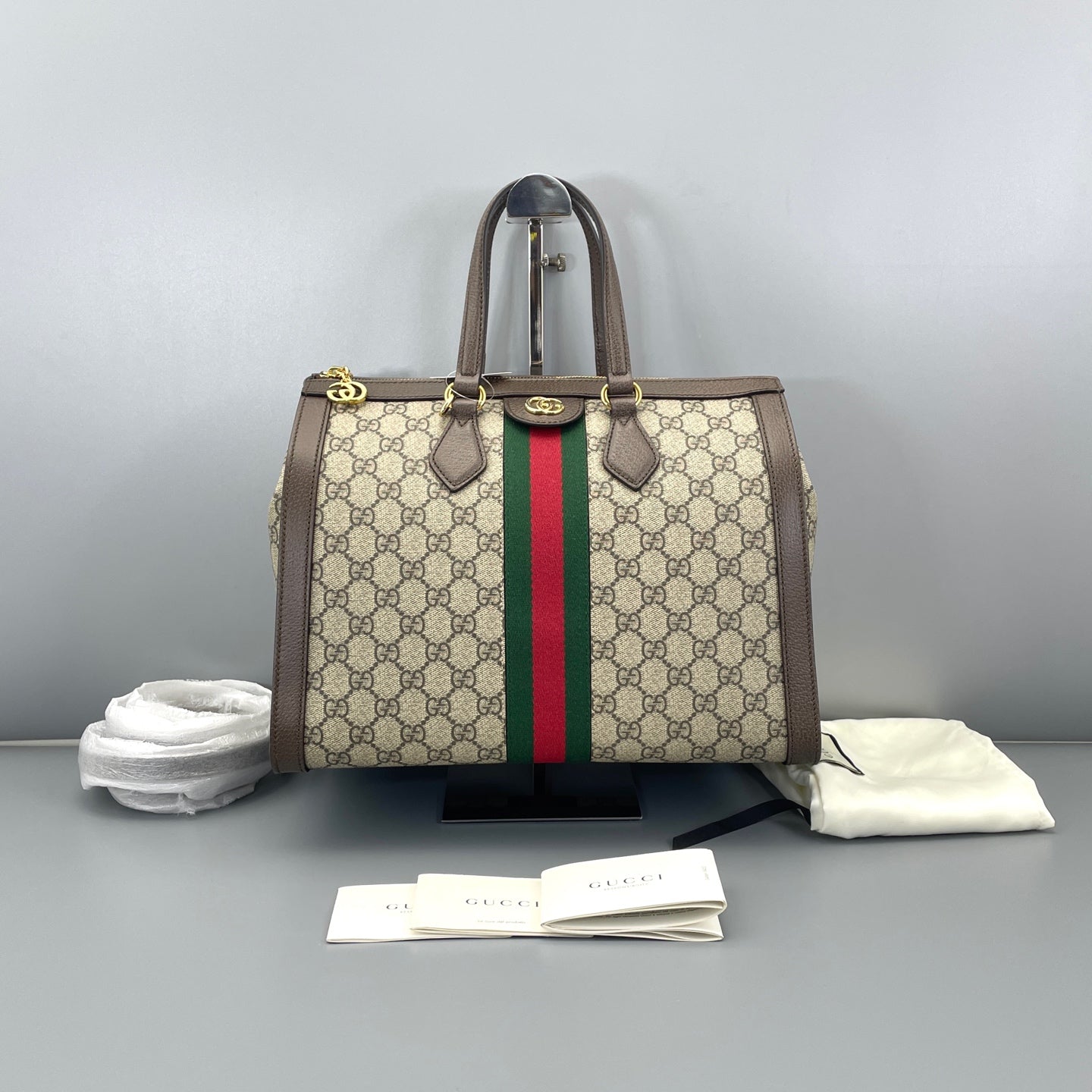 Gucci - Ophidia Top Handle Bag - Leather - Ebony - (medium)