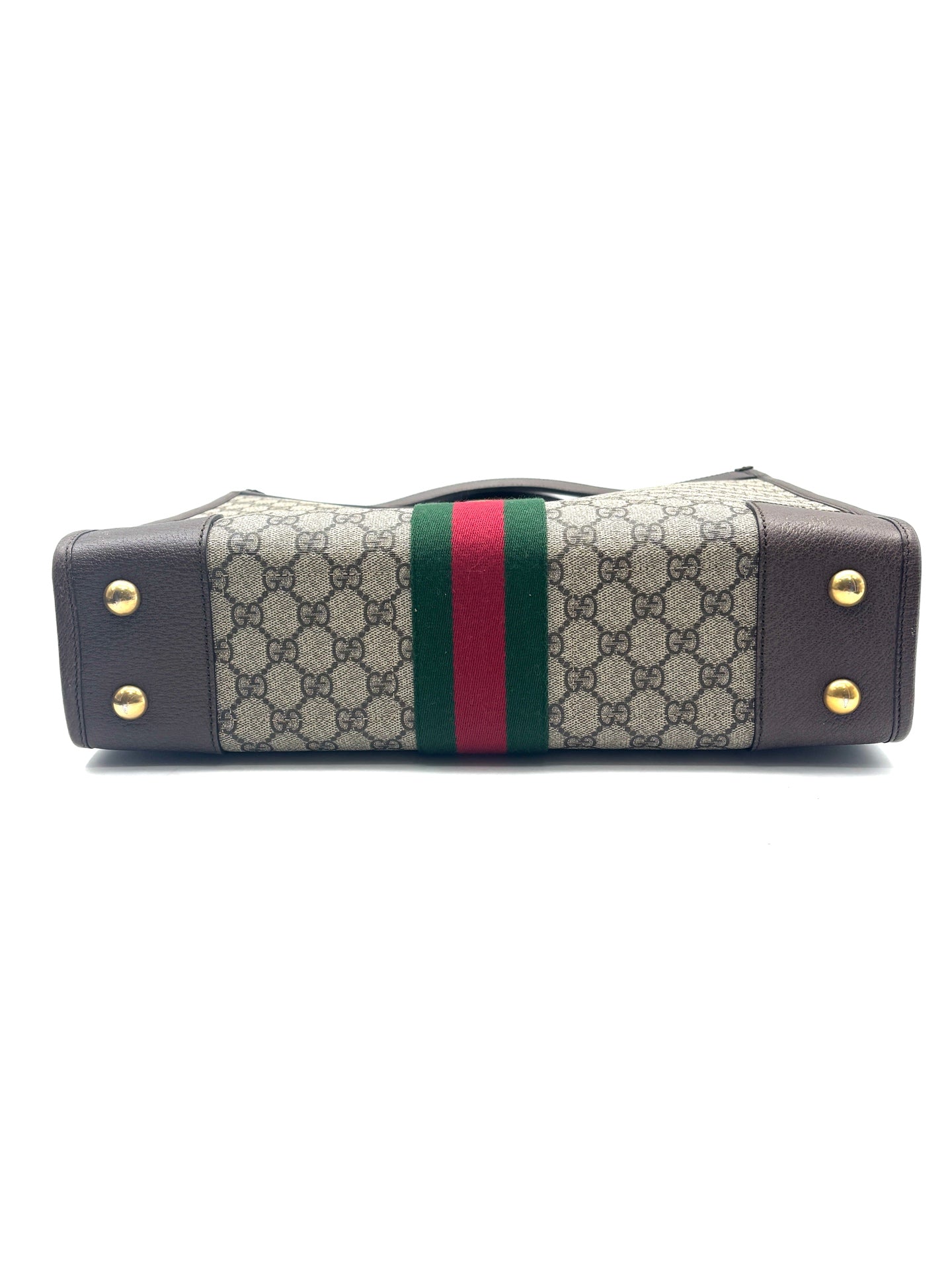 Gucci - Ophidia Tote Bag - GG Supreme canvas with brown leather trim - Beige - (medium)