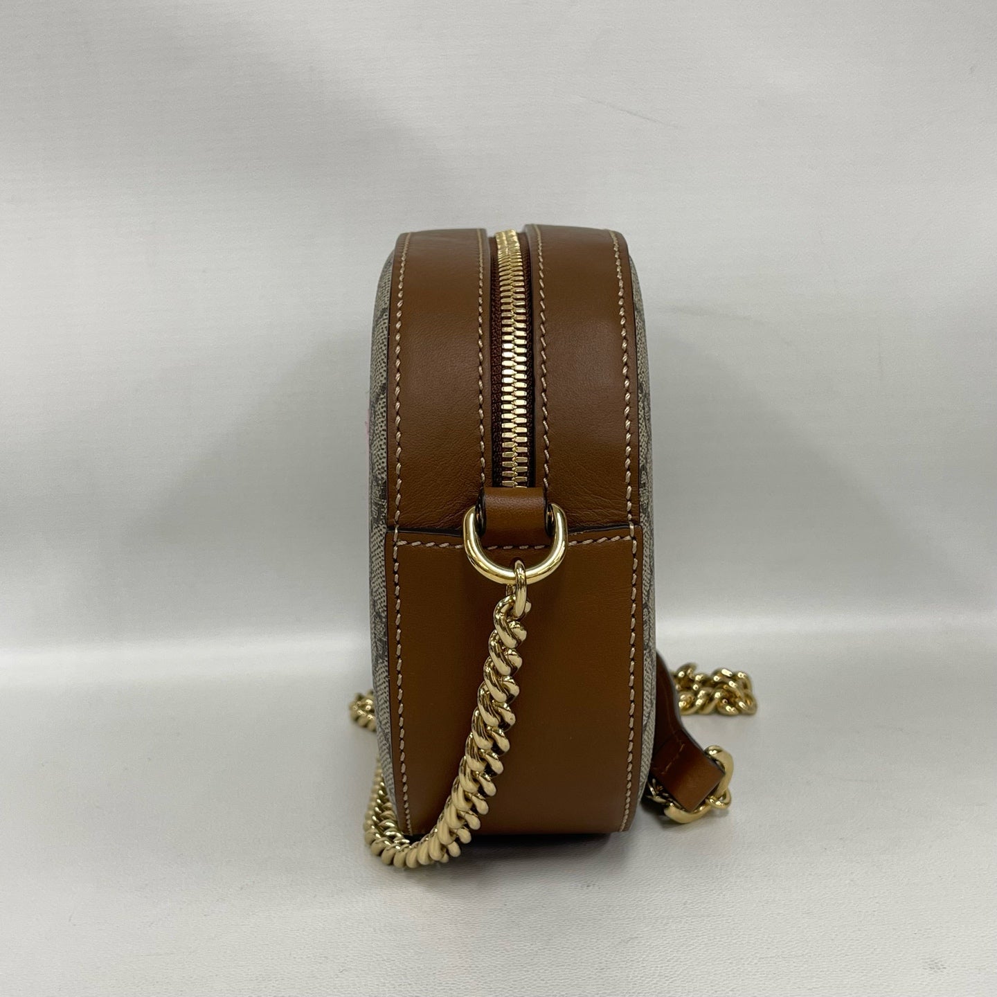 Gucci - Other - GG Supreme canvas with leather trim - Beige with brown trim and pink embroidery - (Mini)