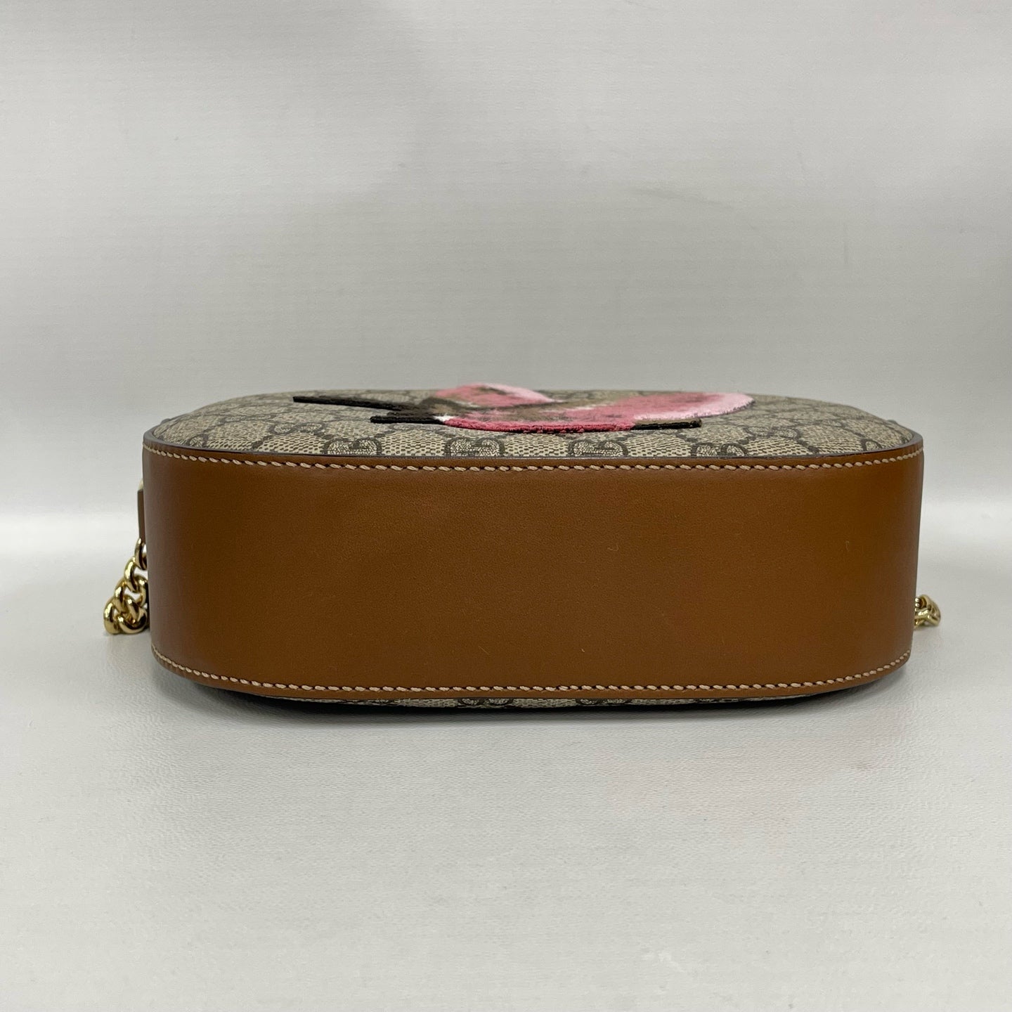 Gucci - Other - GG Supreme canvas with leather trim - Beige with brown trim and pink embroidery - (Mini)