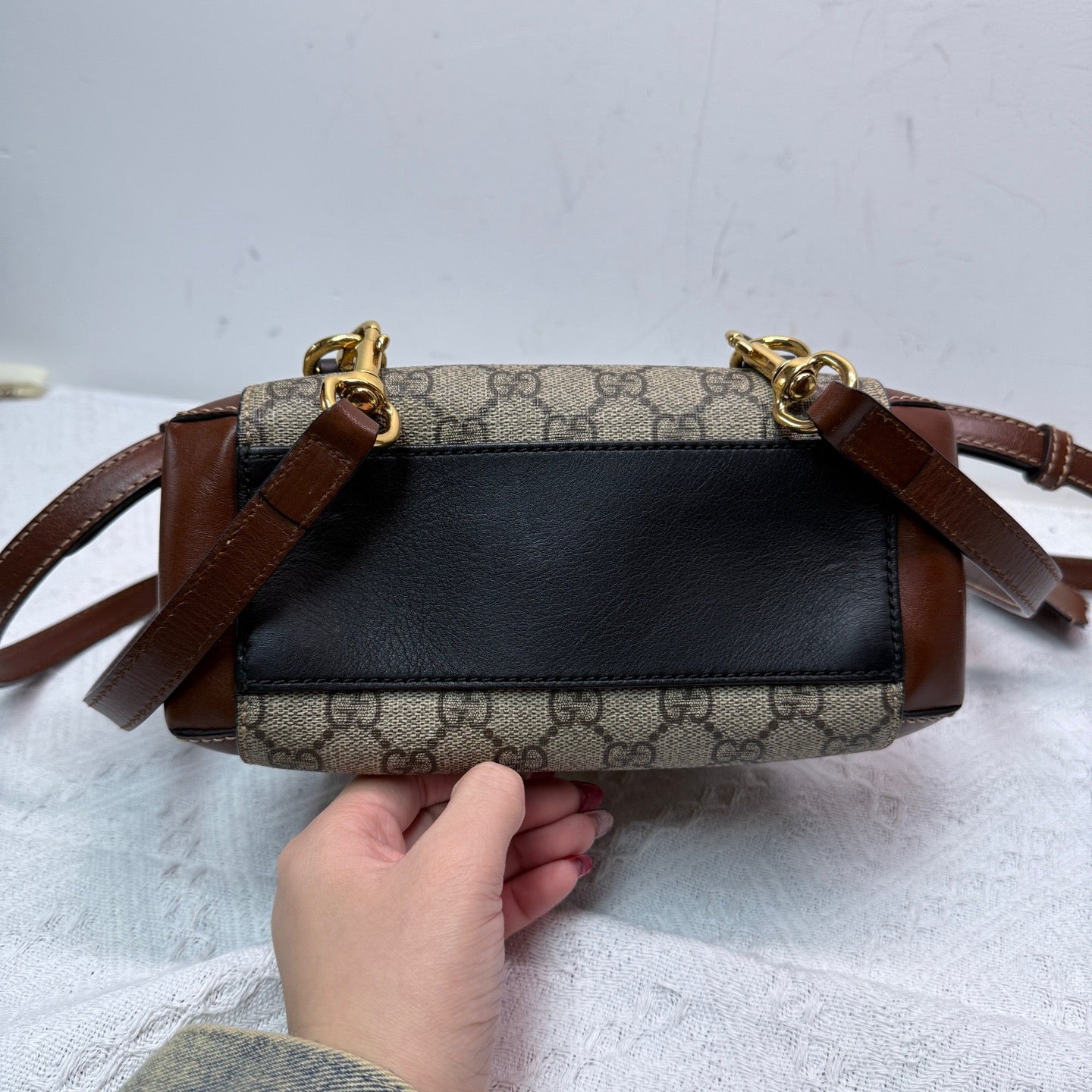 Gucci - Padlock Backpack - GG Supreme canvas with brown and black leather trim - Beige, Brown and Black with Gold-Tone Hardware - (mini)
