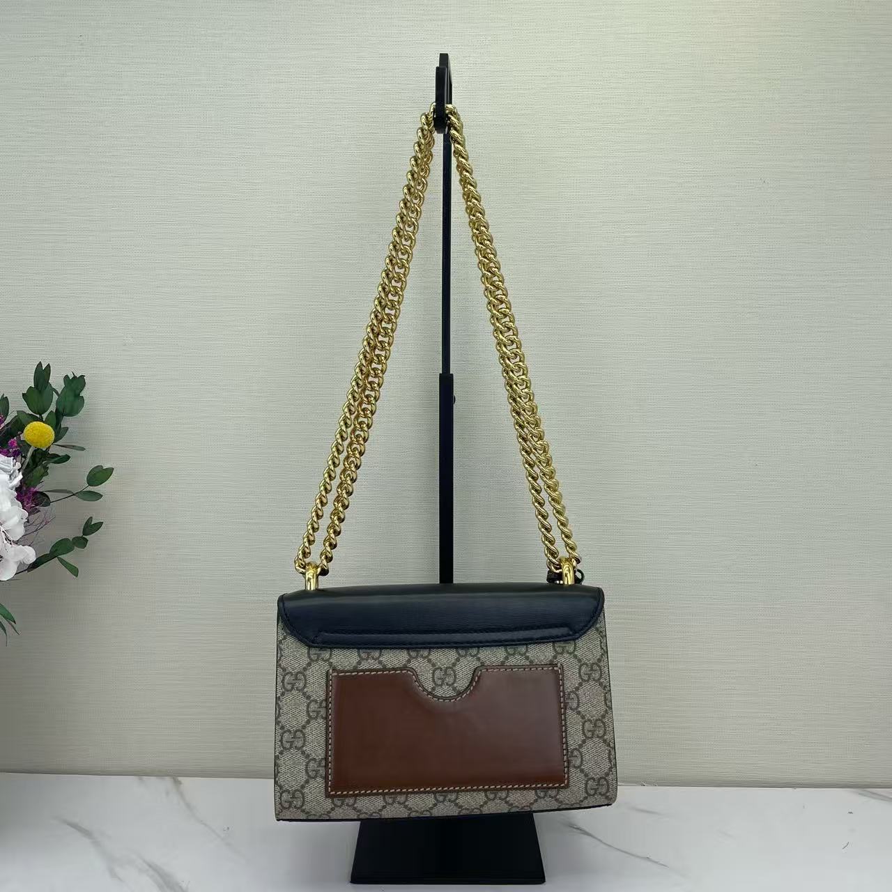 Gucci - Padlock Chain Bag - GG Supreme canvas with leather trim - Black - (small)