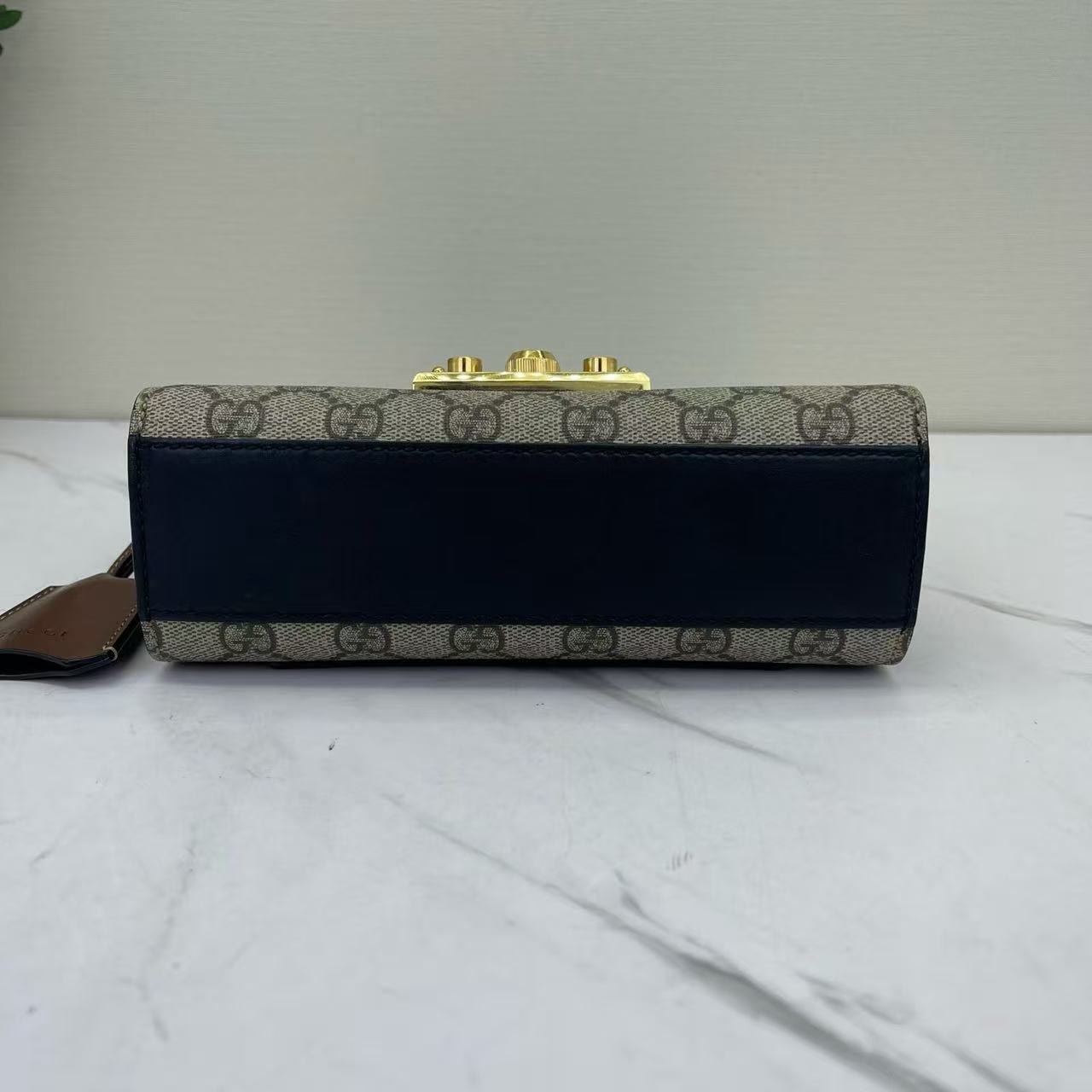 Gucci - Padlock Chain Bag - GG Supreme canvas with leather trim - Black - (small)