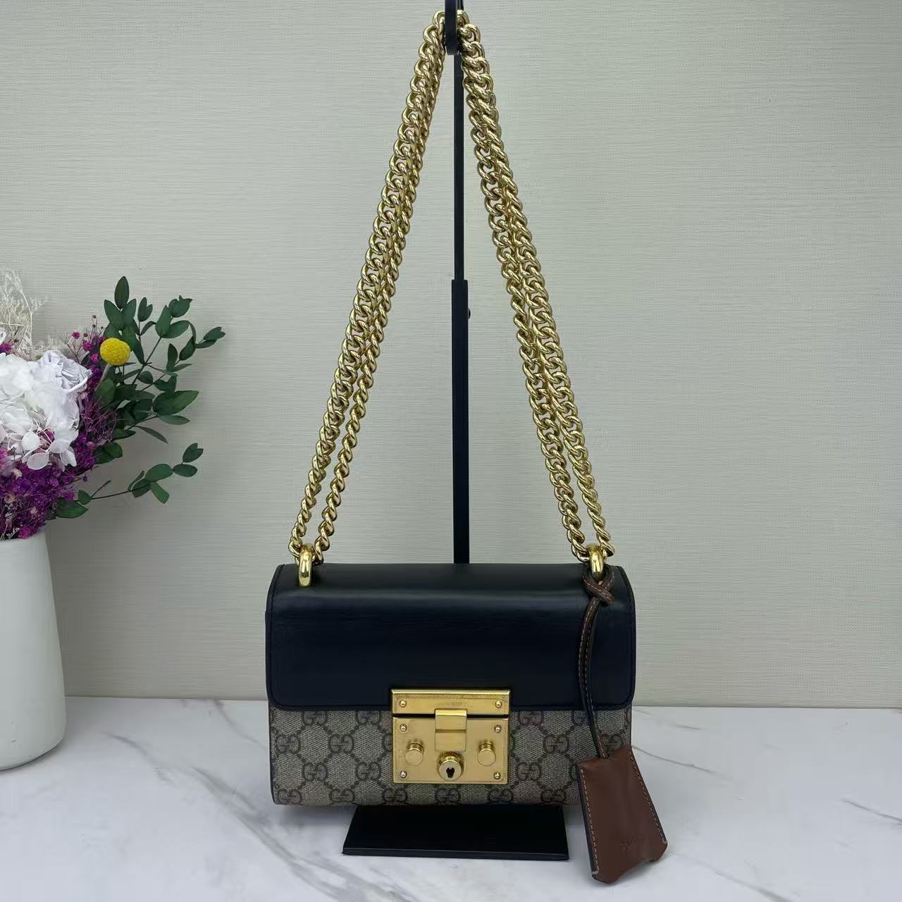 Gucci - Padlock - GG Supreme canvas and smooth leather - Black and beige with brown accents - (small)