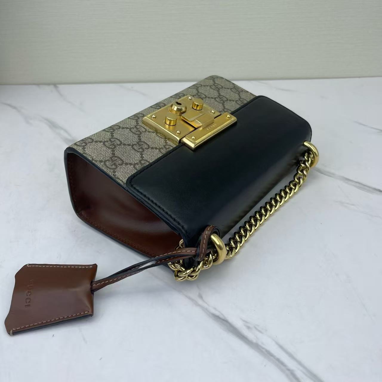 Gucci - Padlock - GG Supreme canvas and smooth leather - Black and beige with brown accents - (small)