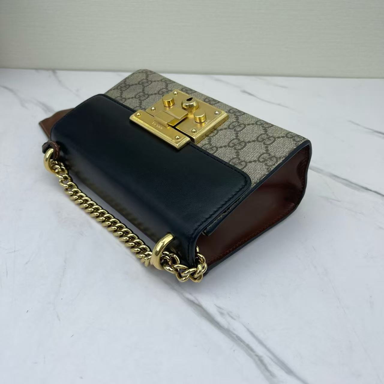 Gucci - Padlock - GG Supreme canvas and smooth leather - Black and beige with brown accents - (small)