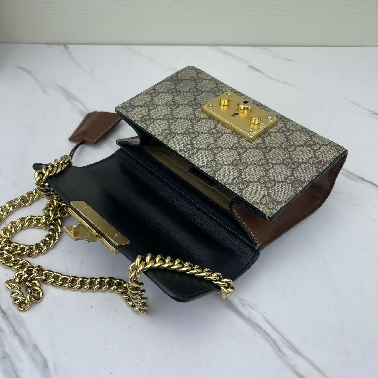 Gucci - Padlock - GG Supreme canvas and smooth leather - Black and beige with brown accents - (small)