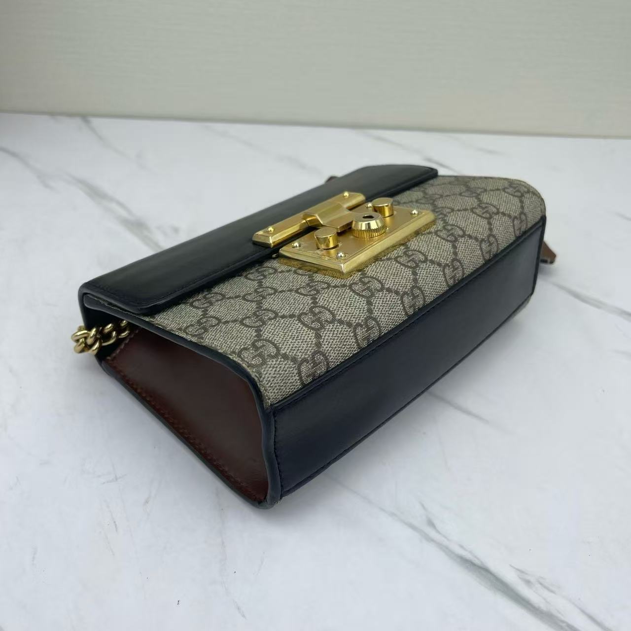 Gucci - Padlock - GG Supreme canvas and smooth leather - Black and beige with brown accents - (small)