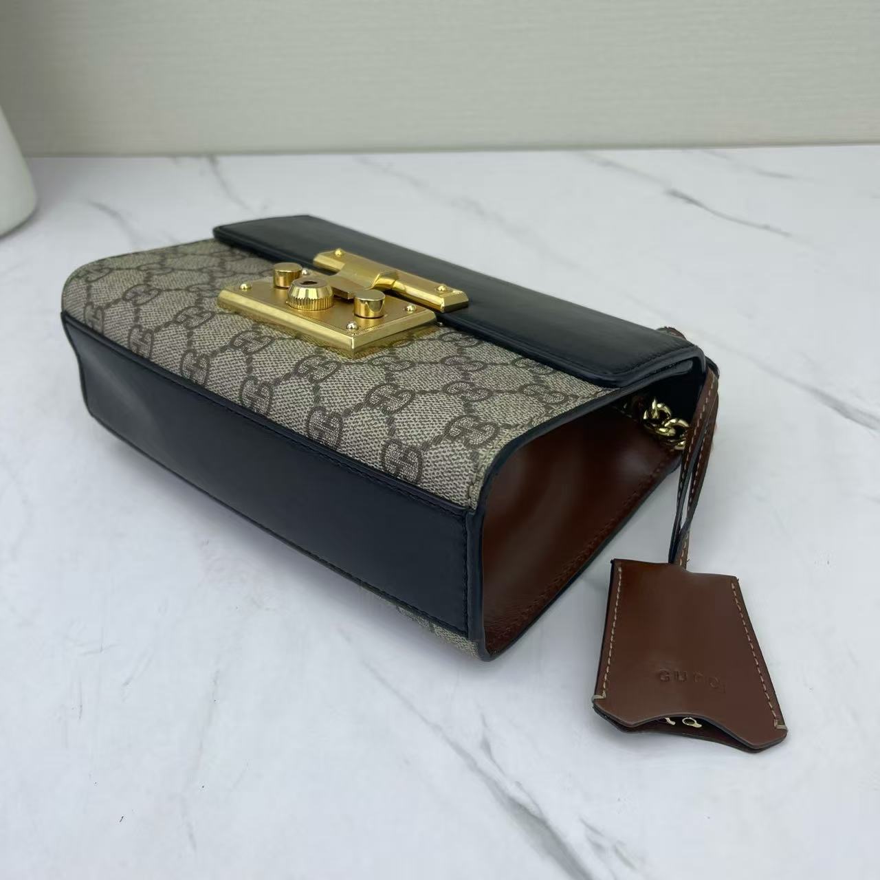 Gucci - Padlock - GG Supreme canvas and smooth leather - Black and beige with brown accents - (small)