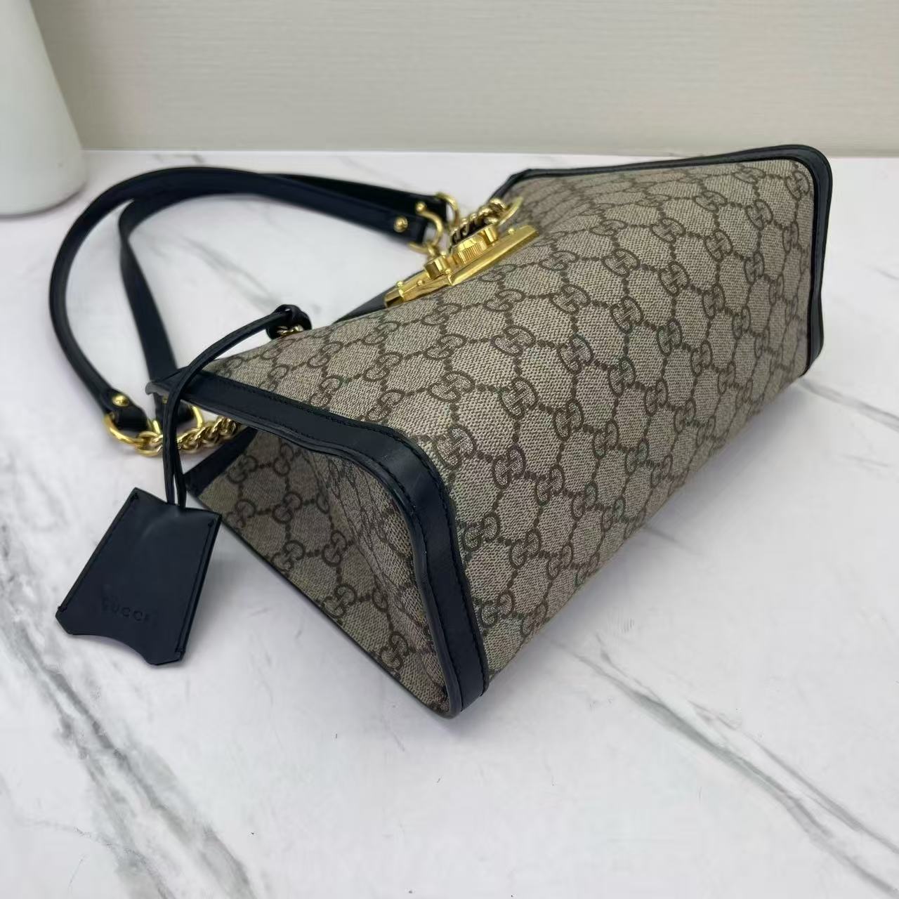 Gucci - Padlock - GG Supreme canvas with leather trim - Beige and Black - (small)