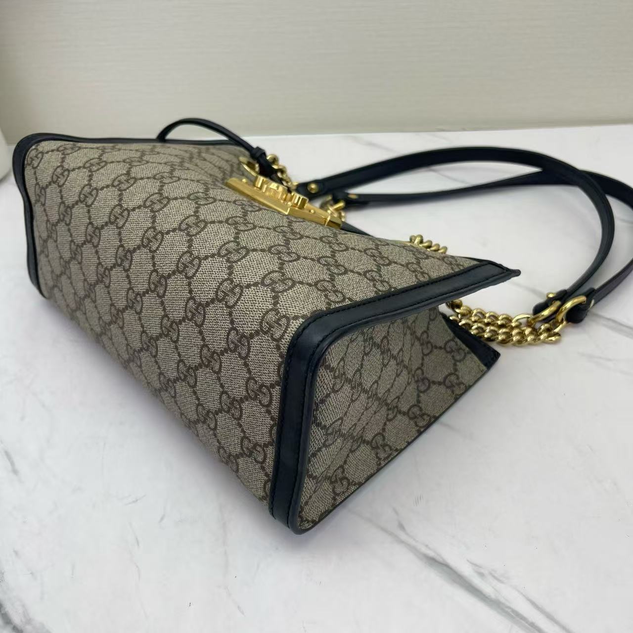 Gucci - Padlock - GG Supreme canvas with leather trim - Beige and Black - (small)